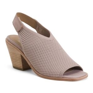 Eileen Fisher Blush Suede Stretch Heeled Sandals 7.5